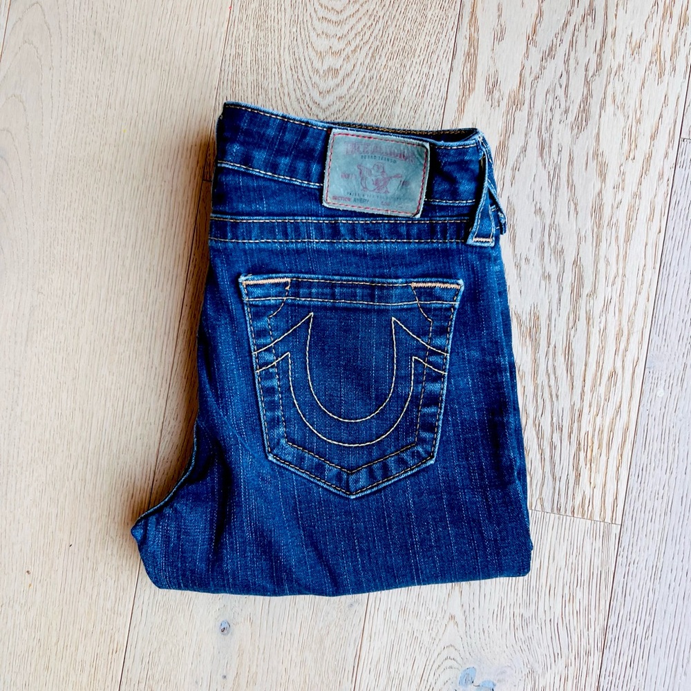 True Religion Women’s Dark Wash Jeans Size: 27 Avery Made in USA Straight Leg